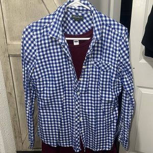 Blue checkered flannel